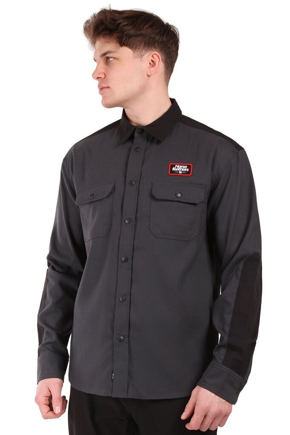 camicia Horsefeathers Prom LS - Dark Gray - men´s