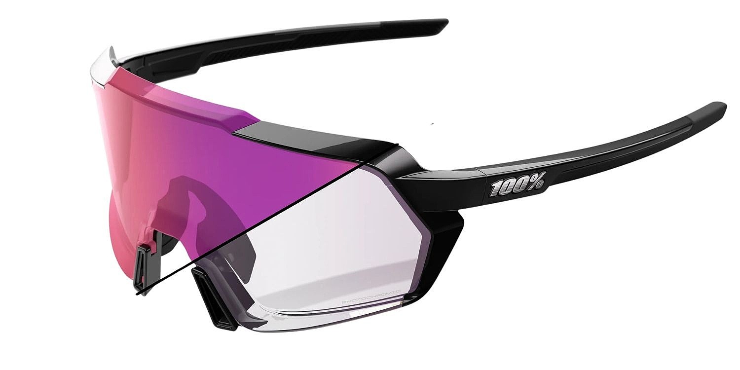 okulary 100% Korbin - Gloss Black/Purple Mirror Photochromic