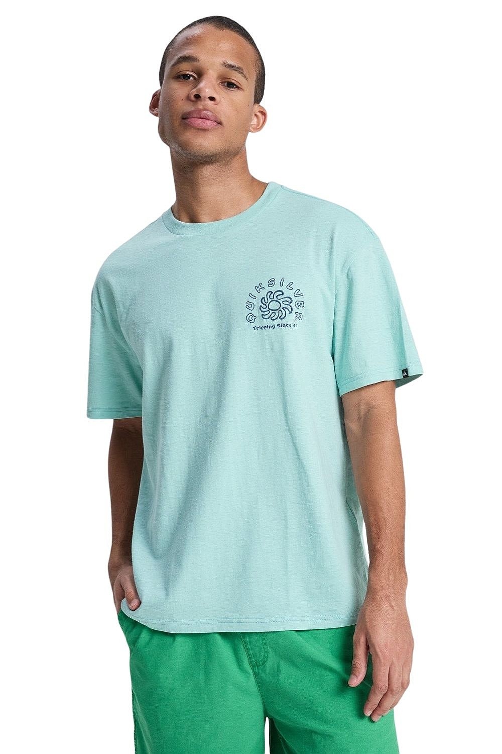T-shirt Quiksilver Curve Palm - BGA0/Blue Haze - men´s