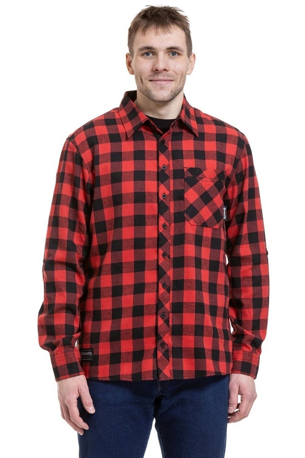 Hemd Meatfly Kurt LS - Black/Red - men´s