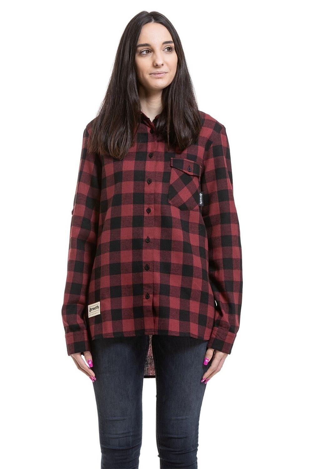koszula Meatfly Courtney LS - Black/Bordo - women´s