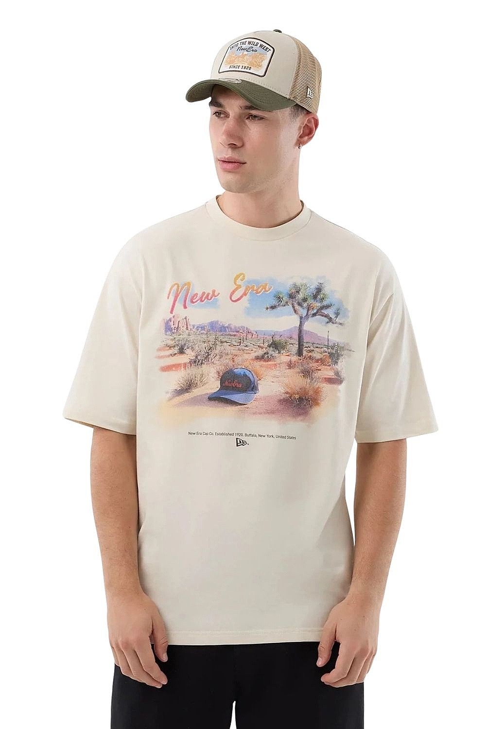 camisa New Era Beach Graphic Oversized - Light Cream
