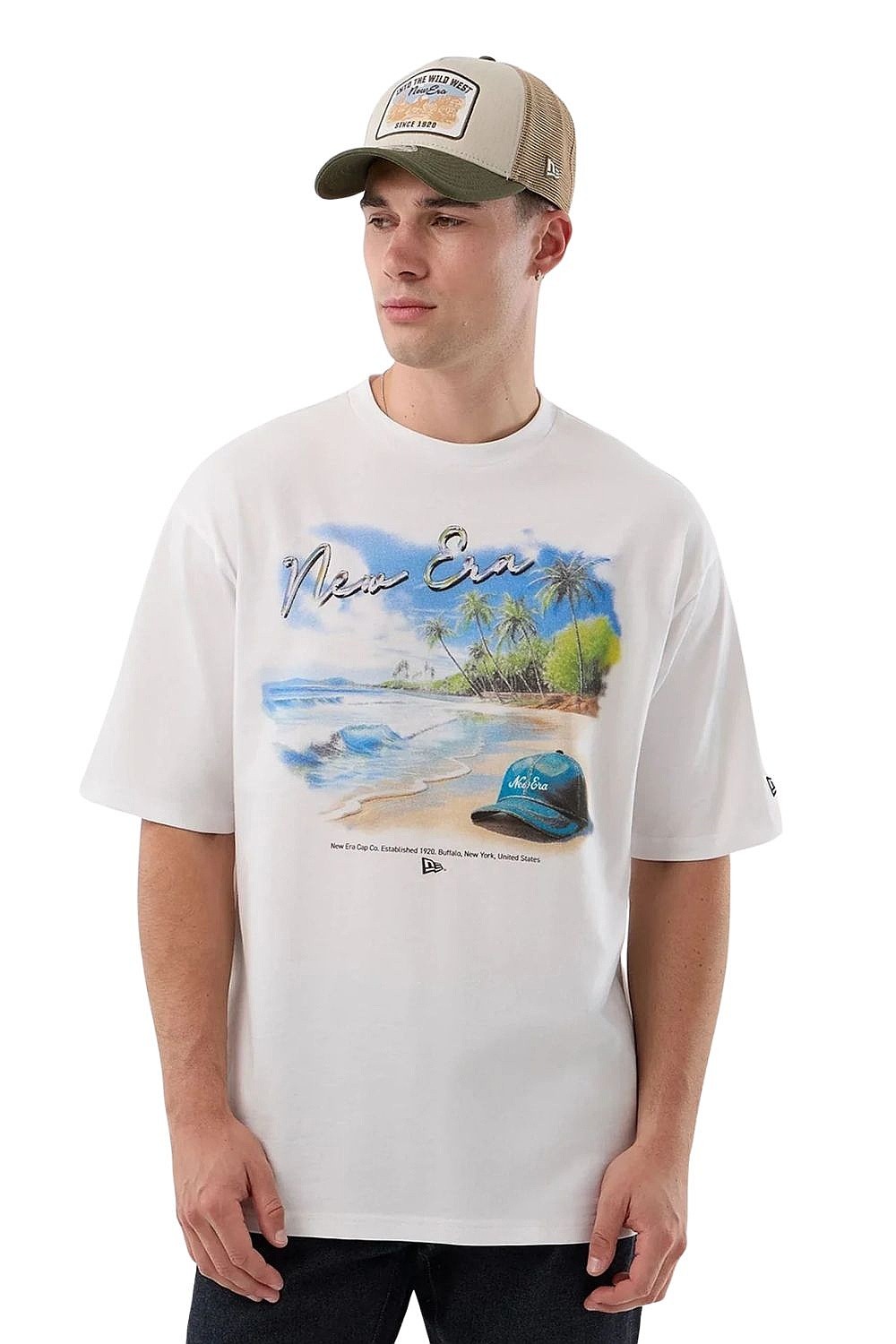 camisa New Era Beach Graphic Oversized - White