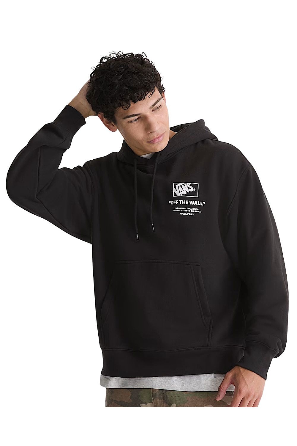 tréningfelső Vans Stacked Hi Pullover - Black/White - men´s