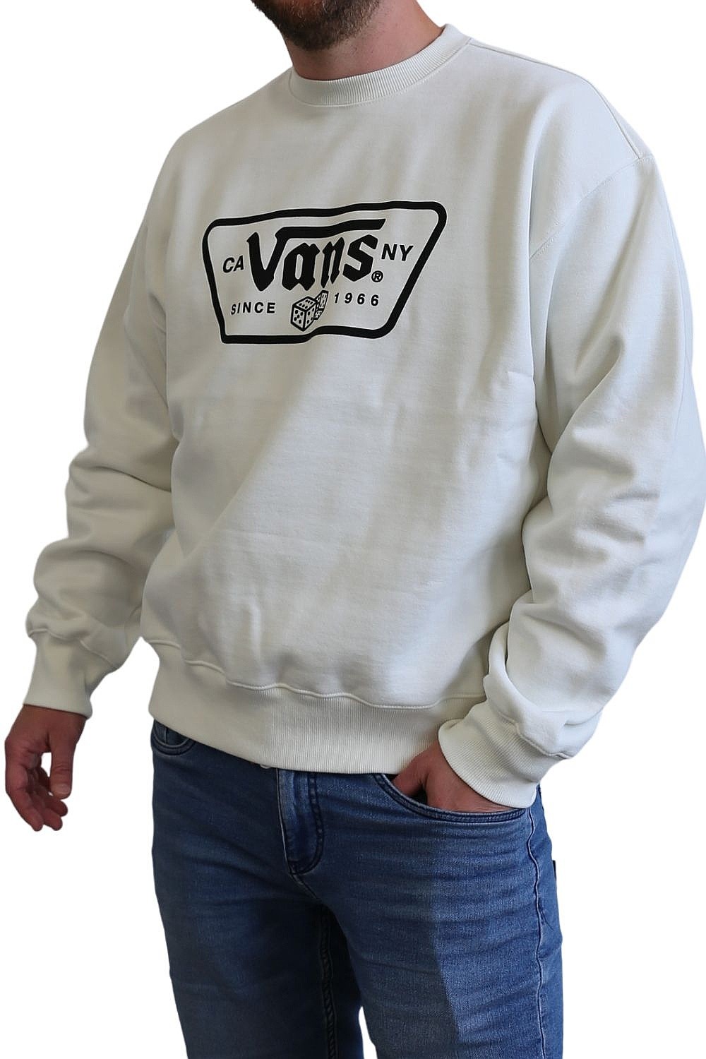 hoodie Vans Knu Patch Crew - Marshmallow - men´s