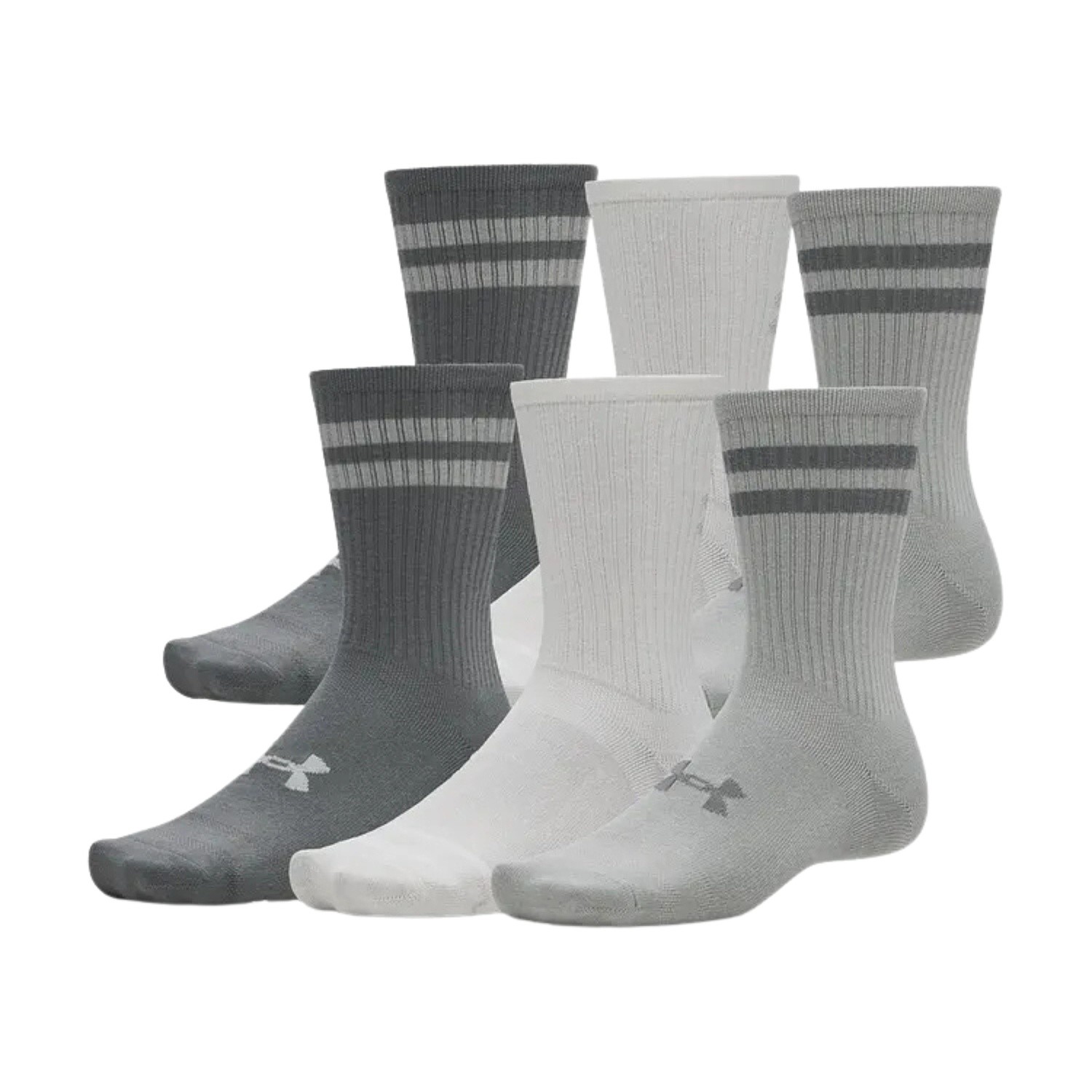 sokker Under Armour Essential Crew 6 Pack - Titanium/Clay Green