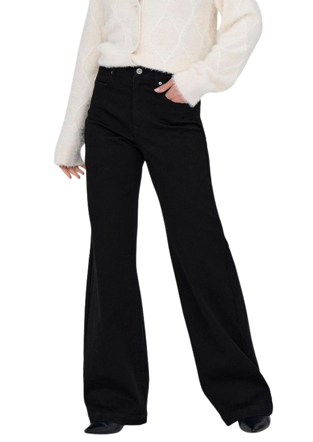 jeans ONLY Madison Royal Hight Waist Wide - Black Denim
