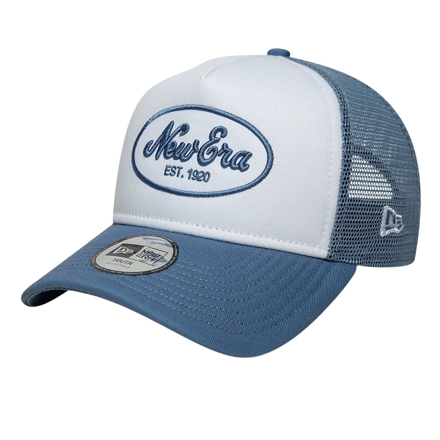 Kappe New Era 9FO AF Oval Foam Patch Trucker Youth - Faded Blue/White - unisex junior