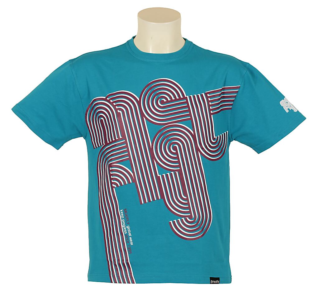 koszulka trykotowa Meatfly Stripe logo - B/Cyan Blue