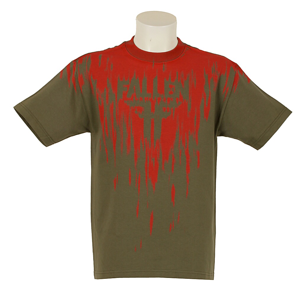 koszulka trykotowa Fallen Acid - Dark Olive/Red