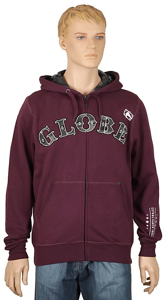 mikina Globe Iron Zip - Burgundy