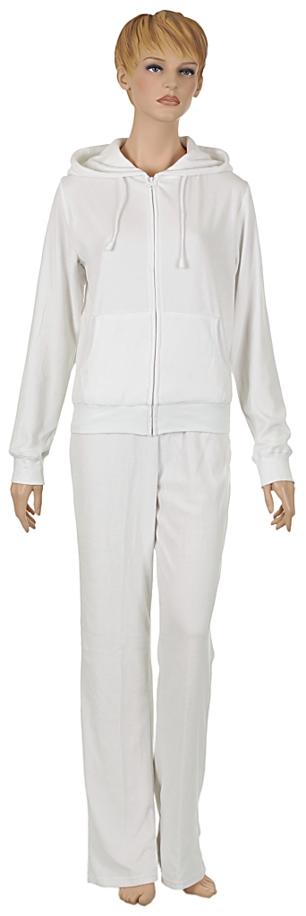 tepláková súprava Urban Classics Hooded Velour Suit/TB076 - White