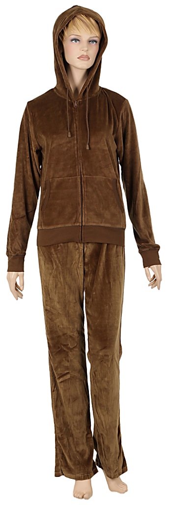  zestaw sportowy Urban Classics Hooded Velour Suit/TB076 - Brown