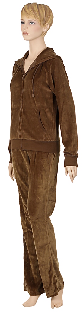  zestaw sportowy Urban Classics Hooded Velour Suit/TB076 - Brown