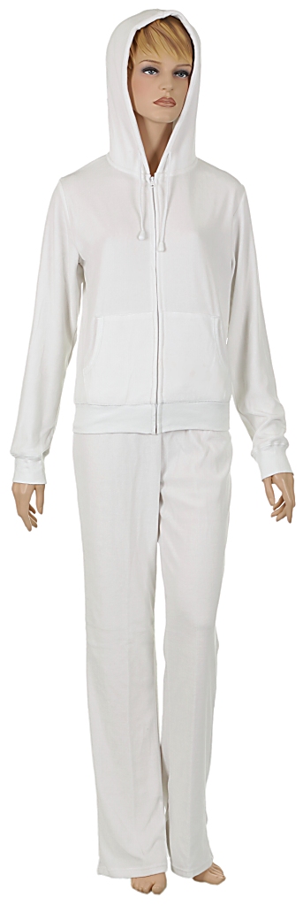 tepláková súprava Urban Classics Hooded Velour Suit/TB076 - White