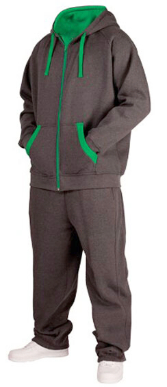 komplet dresowy Urban Classics Contrast Sweatsuit/TB056 - Dark Heather Gray/Green