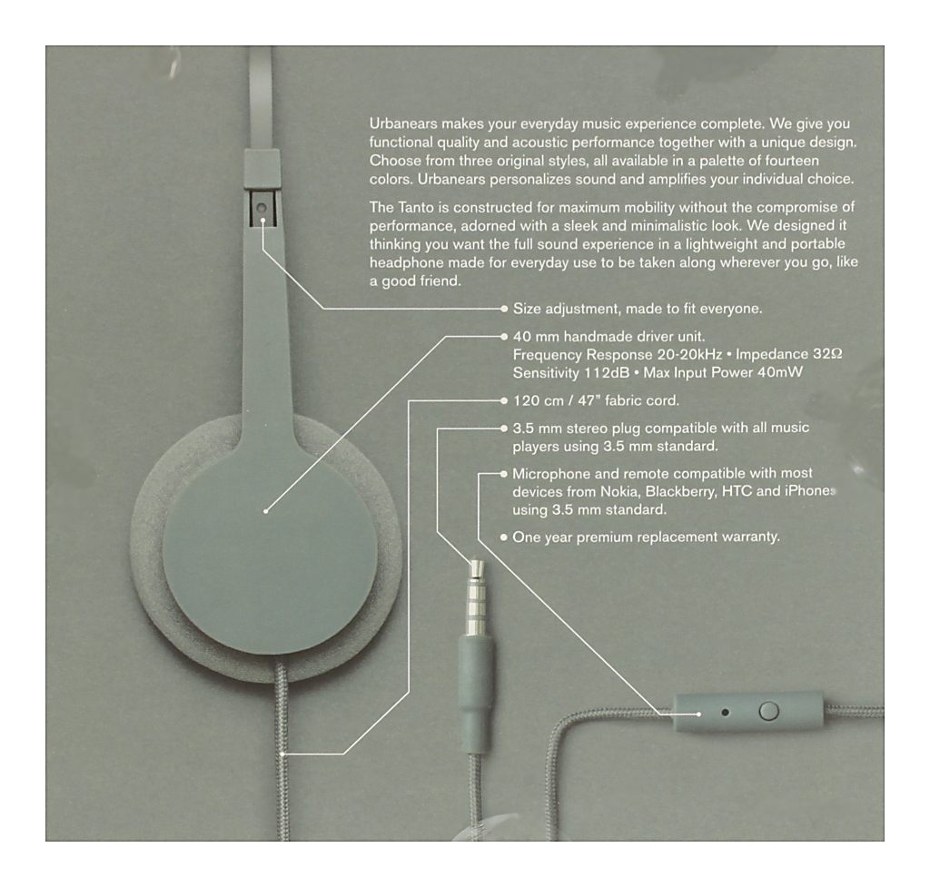 sluchátka UrbanEars Tanto - Dark Gray