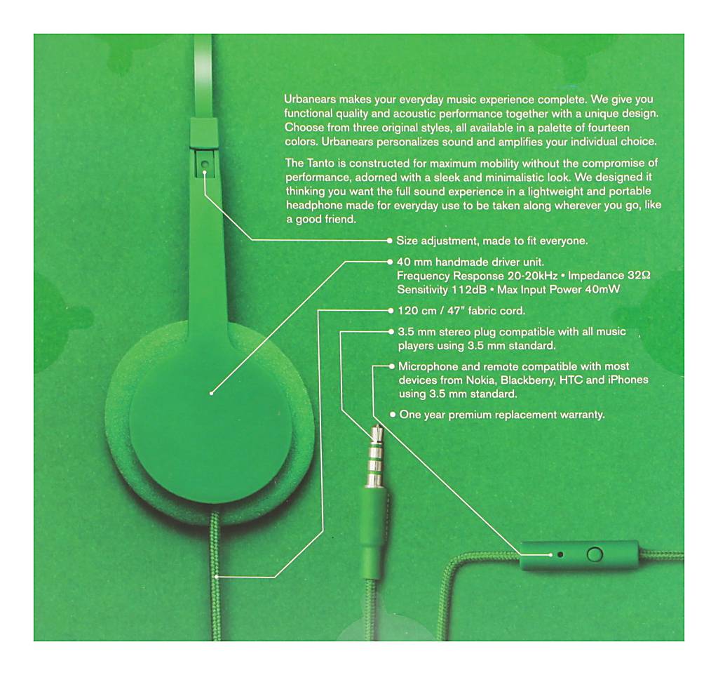 sluchátka UrbanEars Tanto - Grass