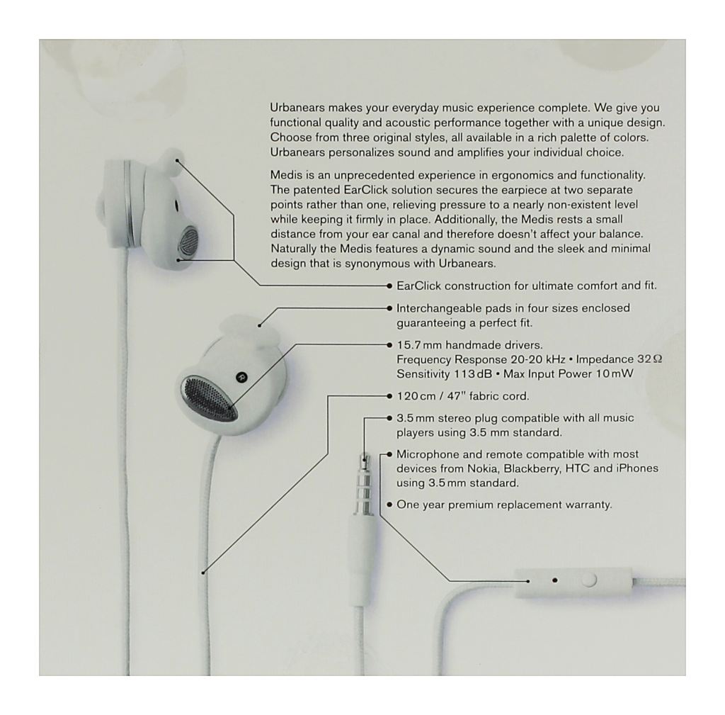 sluchátka UrbanEars Medis - True White