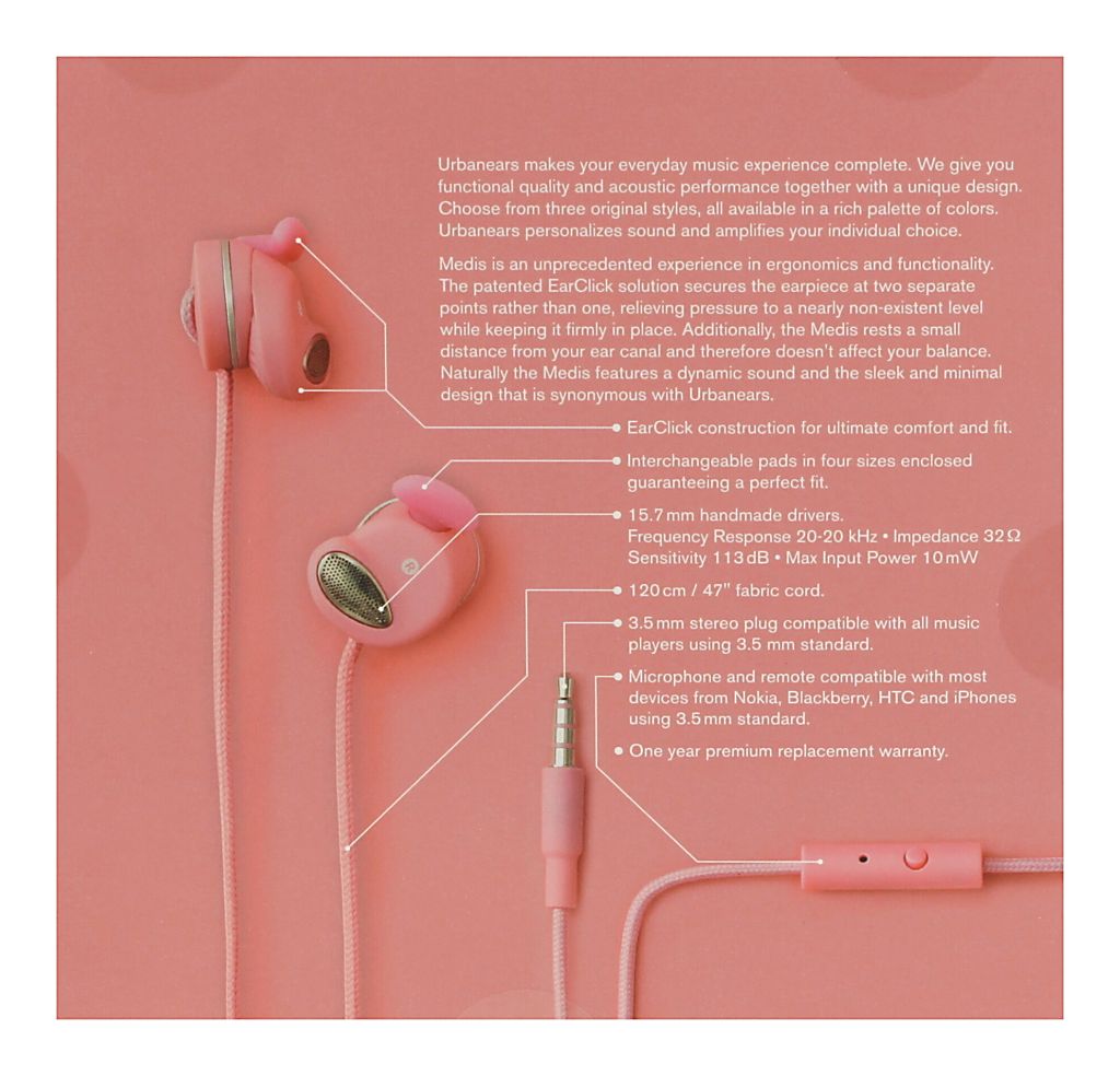 sluchátka UrbanEars Medis - Pink