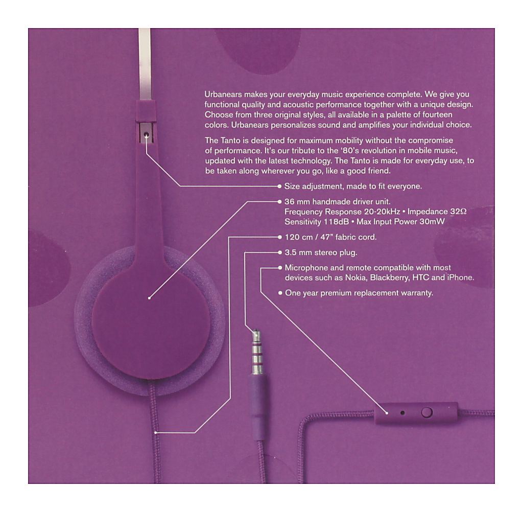 sluchátka UrbanEars Tanto - Purple