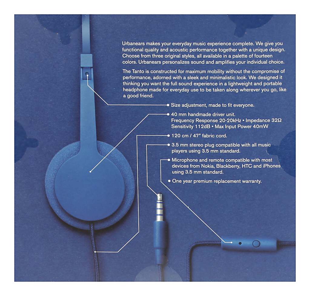 sluchátka UrbanEars Tanto - Navy