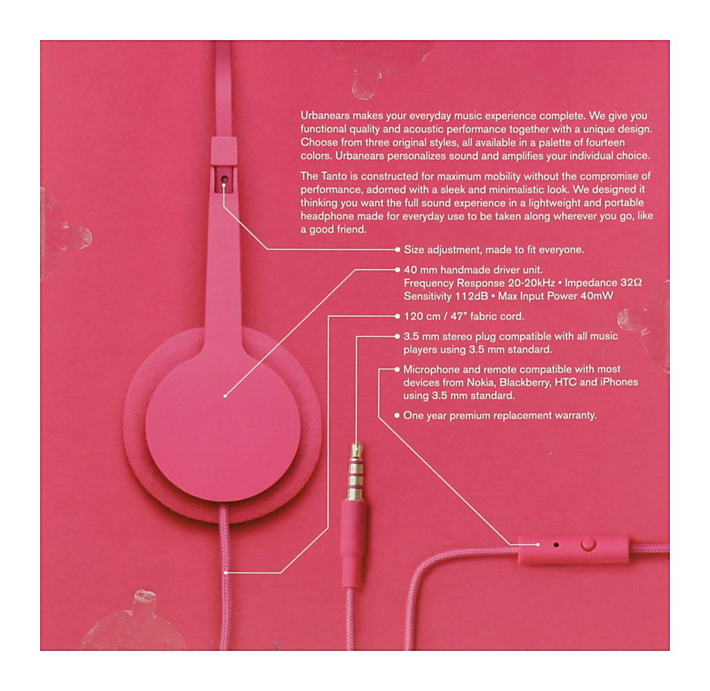 sluchátka UrbanEars Tanto - Cerise
