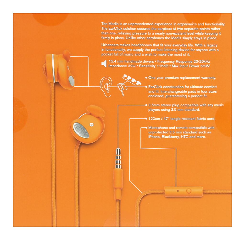 sluchátka UrbanEars Medis - Orange