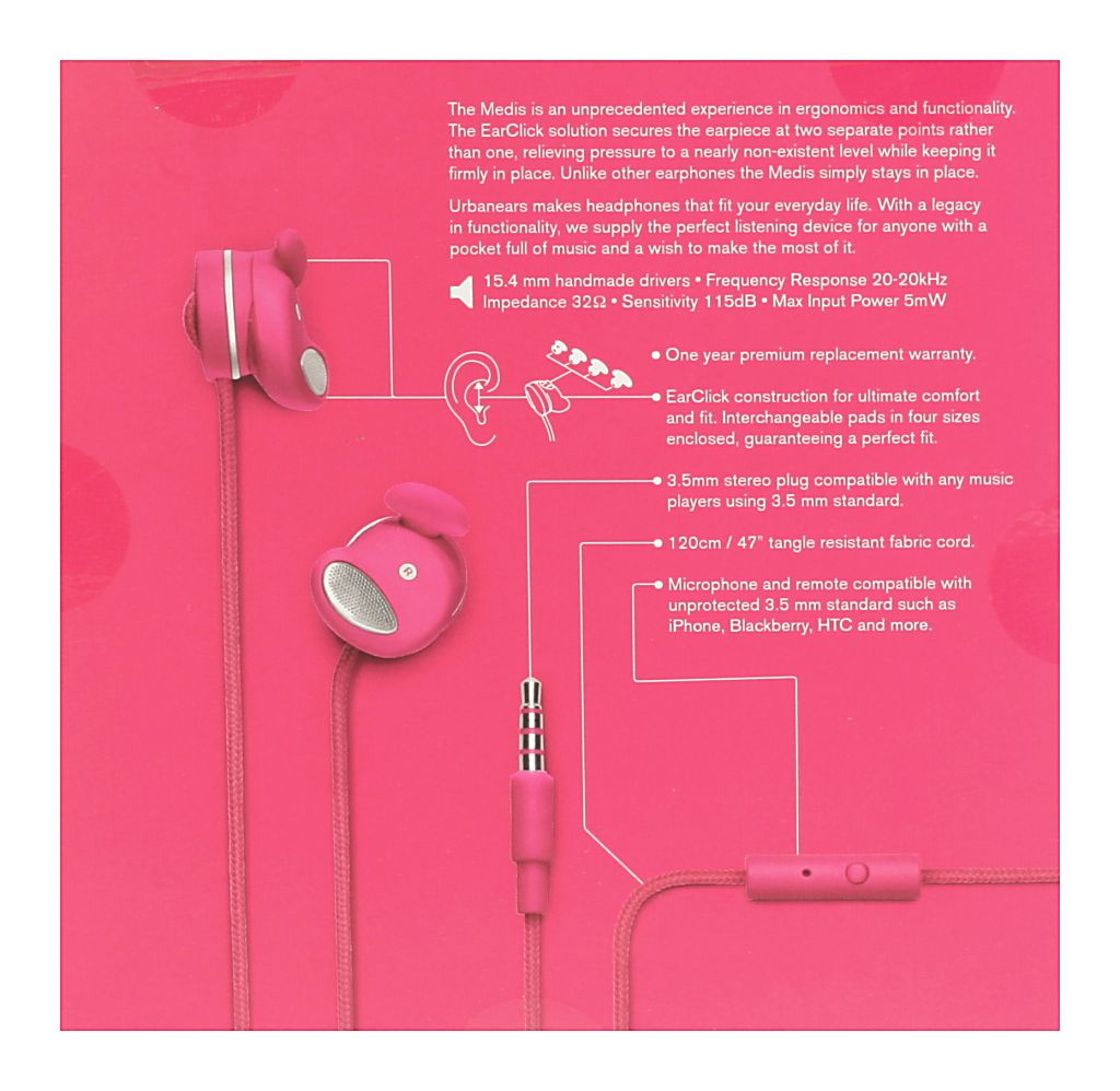 sluchátka UrbanEars Medis - Cerise