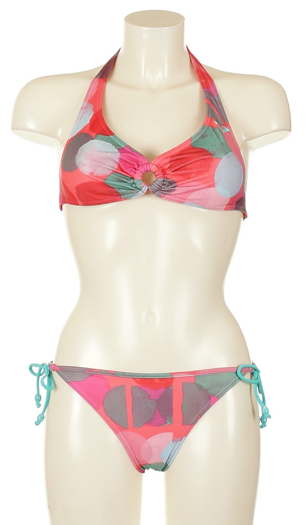 plavky Roxy Polka Polka Cha Cha Tie Sides - Polka Sunset Red