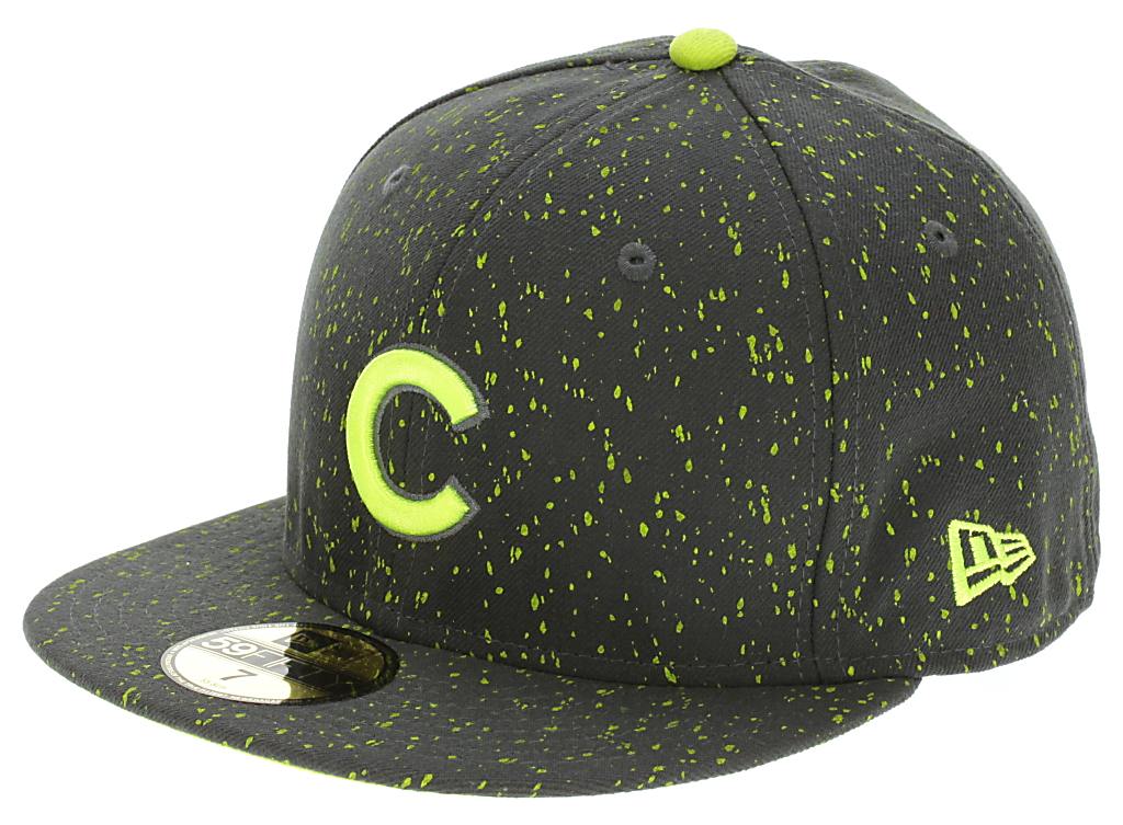 New Era 59F Speckled Chicago Cubs Cap - Graphite/Cyber Green