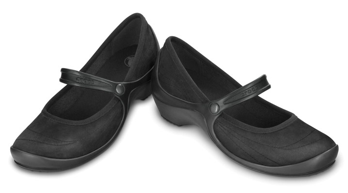 Crocs Wrapped Wedge Shoes - Black/Black