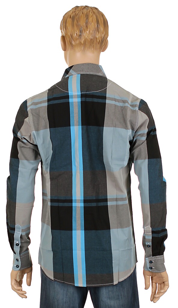 košile Nomis Big Time Plaid LS - Black/Cobalt Big Plaid