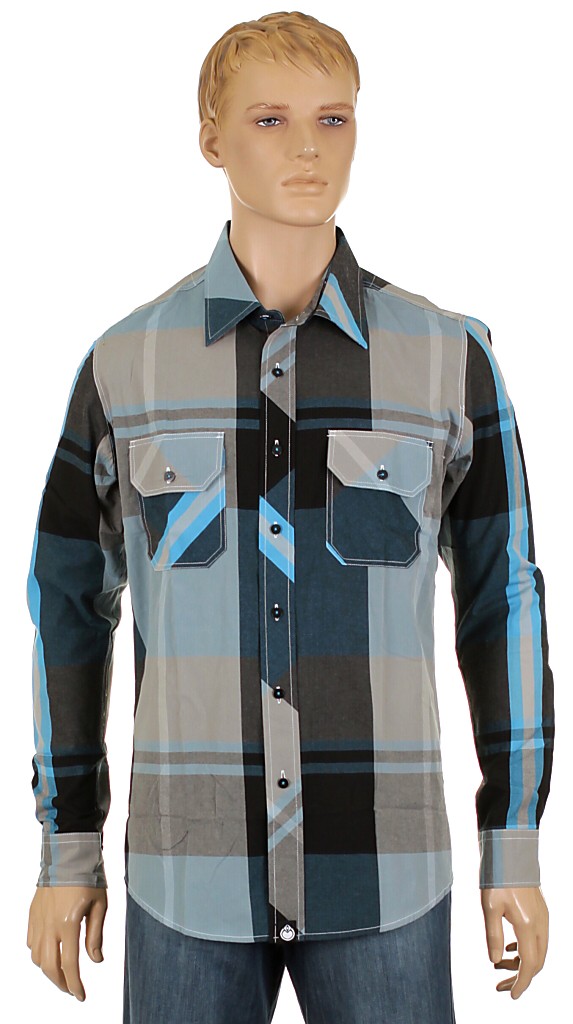 košile Nomis Big Time Plaid LS - Black/Cobalt Big Plaid
