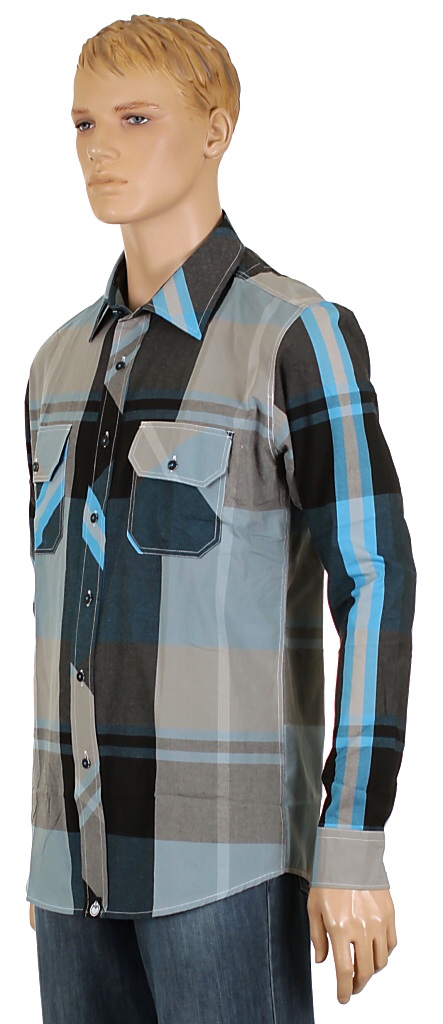 košile Nomis Big Time Plaid LS - Black/Cobalt Big Plaid