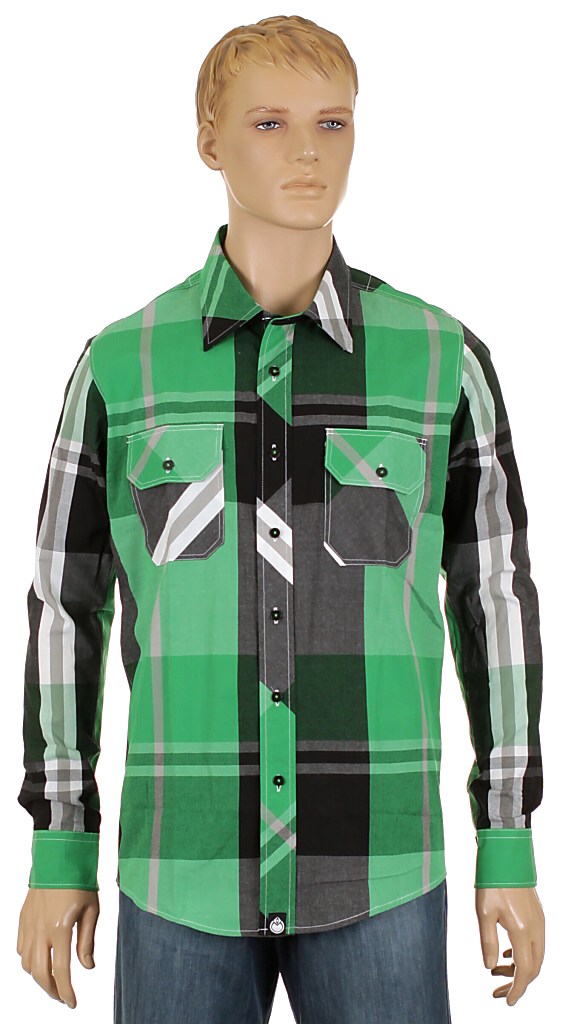 košile Nomis Big Time Plaid LS - Emerald Green Big Plaid