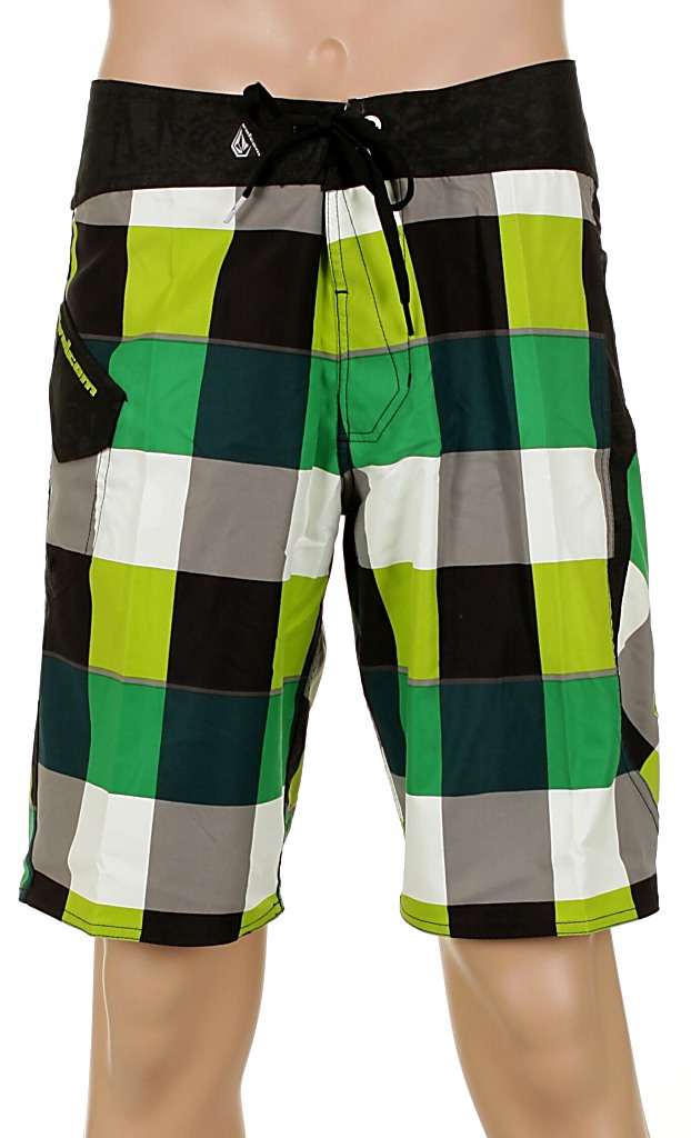kúpacie šortky Volcom 2EZ Plaid - Lime 