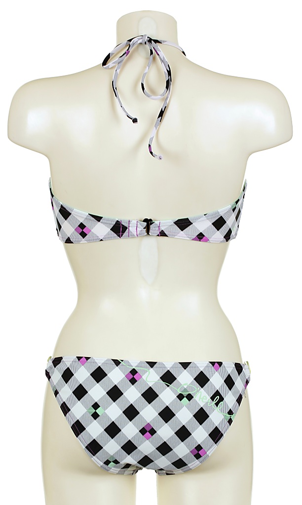 plavky O'neill Checkmaid Bandeau Bikini - White Aop