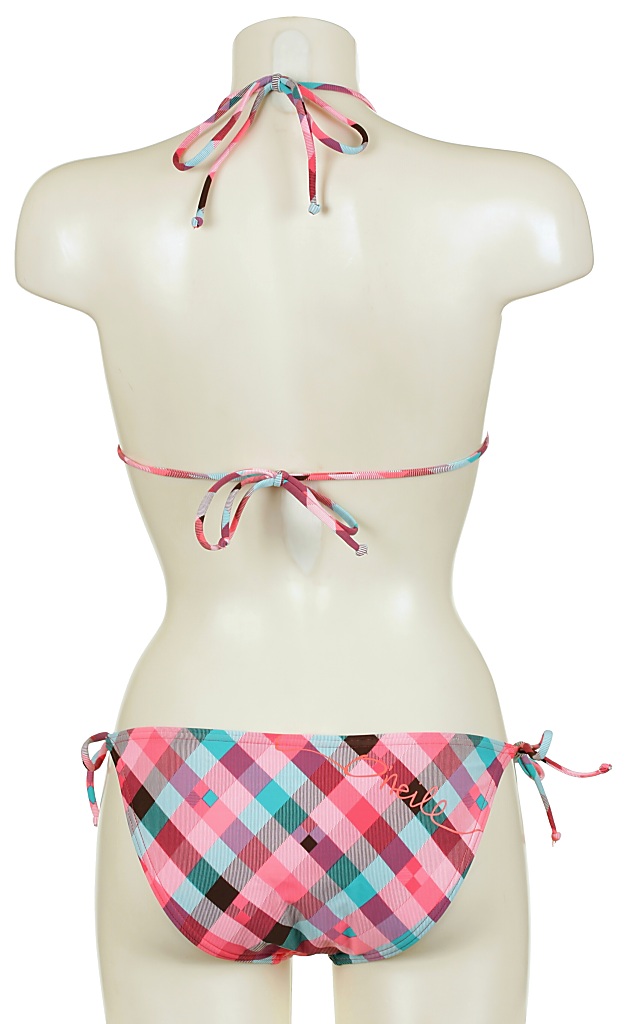 kąpielówki O'neill Checkmaid Triangle Bikini - Red Aop