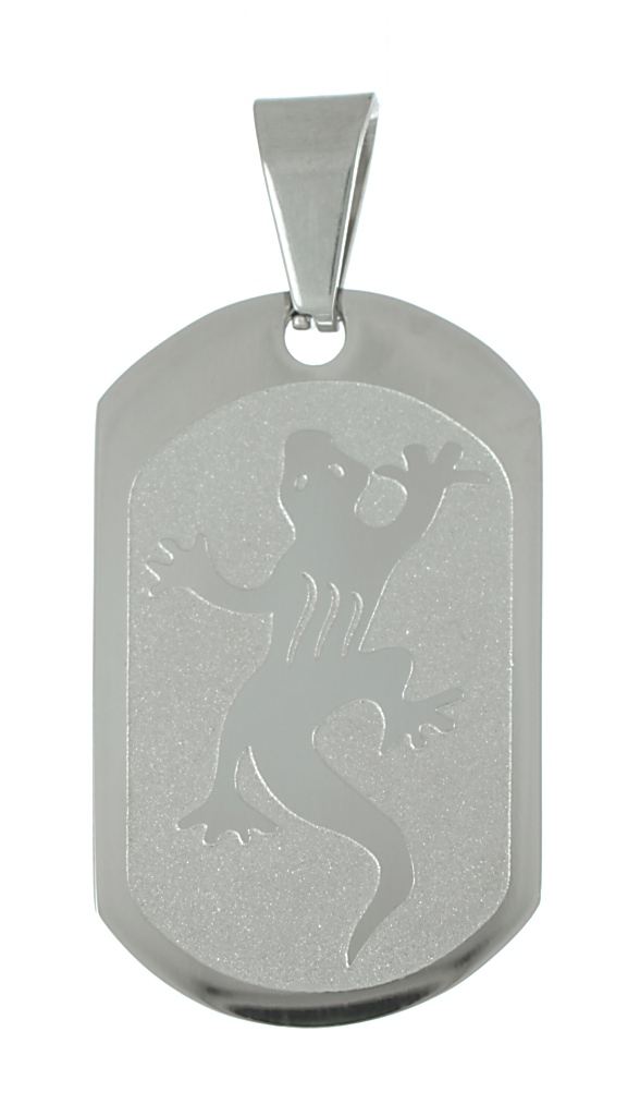 pendant Body Art 07SSP-7229 - Surgical Steel Gecko Engraved