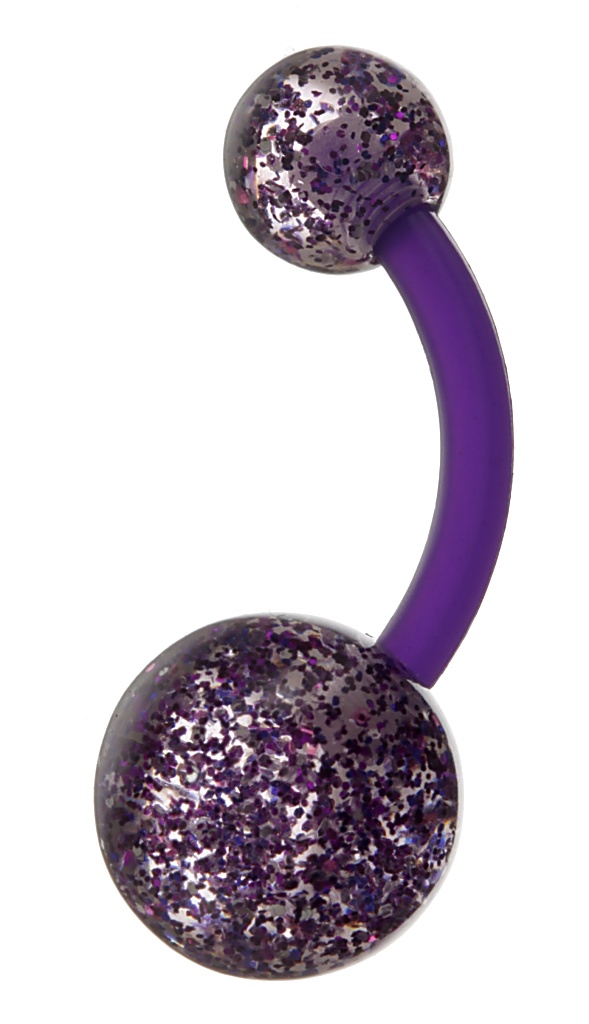 piercing Body Art 01NXL2-A - Glitter UV Balls/Purple