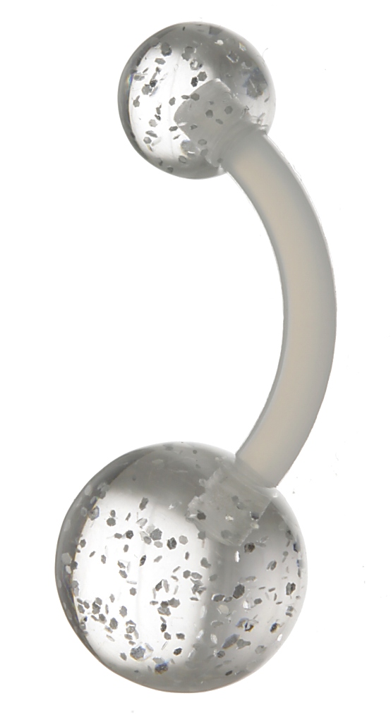 piercing Body Art 01NXL2-C - Glitter UV Balls/Clear