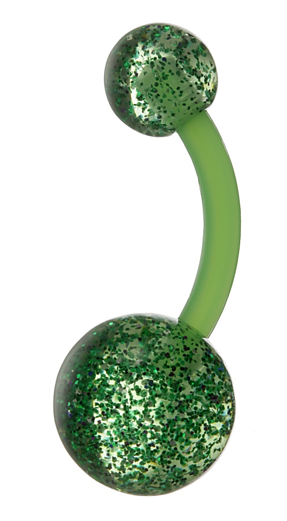 piercing Body Art 01NXL2-G - Glitter UV Balls/Green