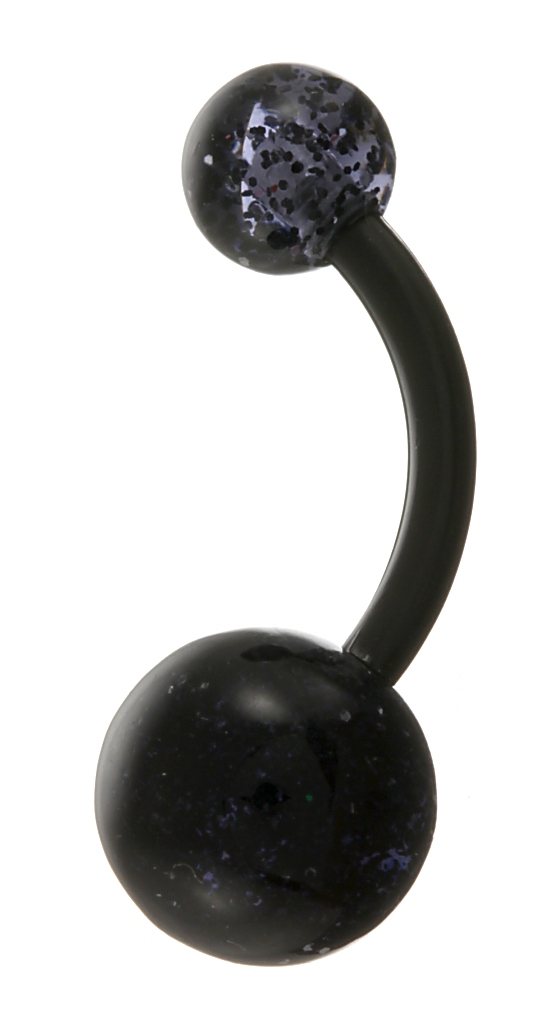 piercing Body Art 01NXL2-K - Glitter UV Balls/Black