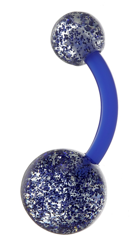 piercing Body Art 01NXL2-B - Glitter UV Balls/Blue