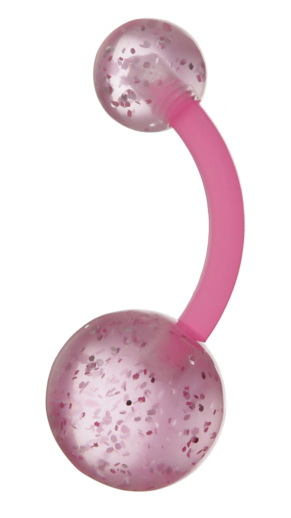 piercing Body Art 01NXL2-P - Glitter UV Balls/Pink