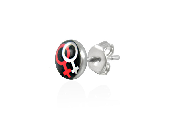 náušnice 316L LEB039BA - Black/Red/White