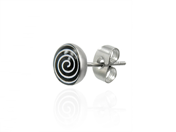 náušnice 316L LEB059BA - Black/White/Spiral