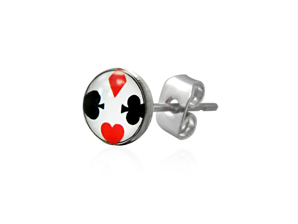 kolczyk 316L LEB107BA - White/Black/Red