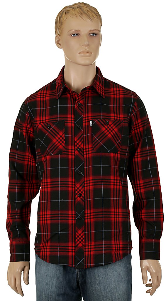 košeľa Circa Fellers LS Woven - Pompenian Red/Black Plaid